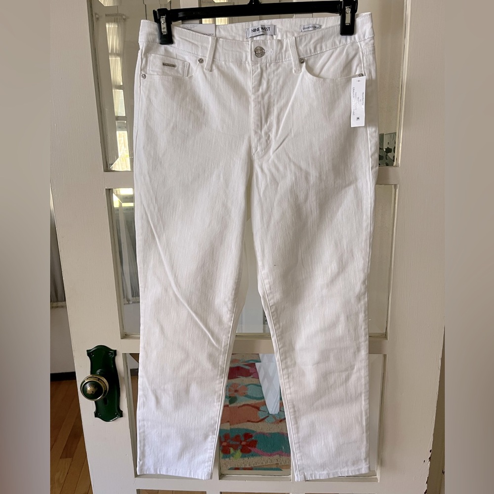 Nine West White Women’s White Denim Crop Jeans - Size 10